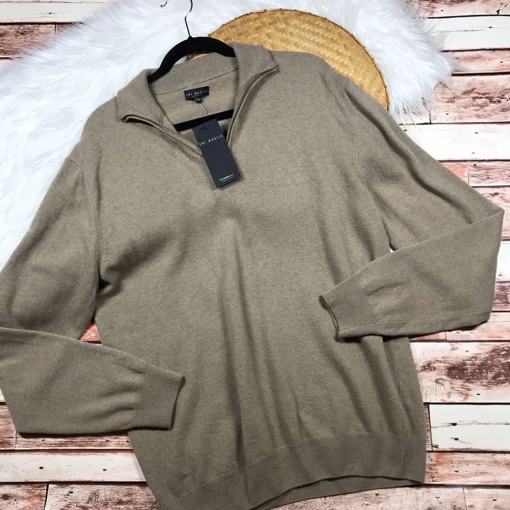 Emi maglia wool and cashmere quarter zip pullover new with tags‎ tan